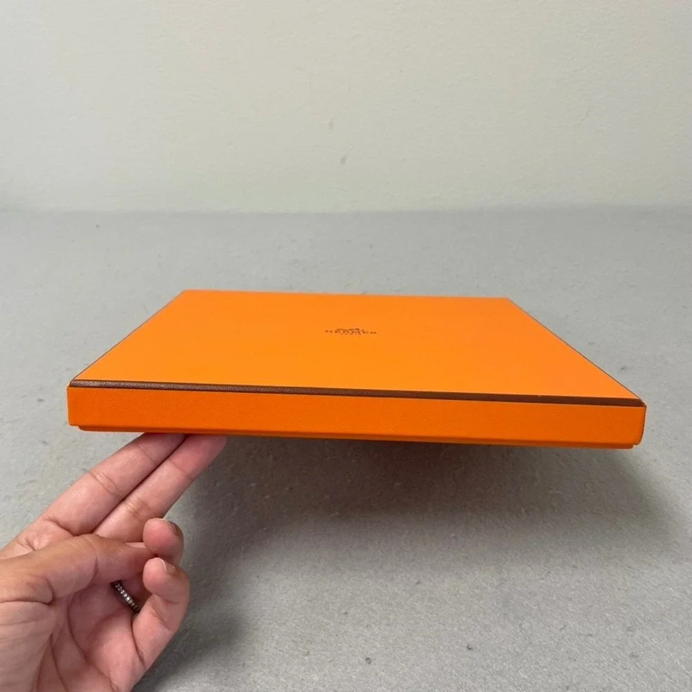Hermes Scarf Box and Dust Bag Orange Logo Storage Set Empty 9.5x9.5x1